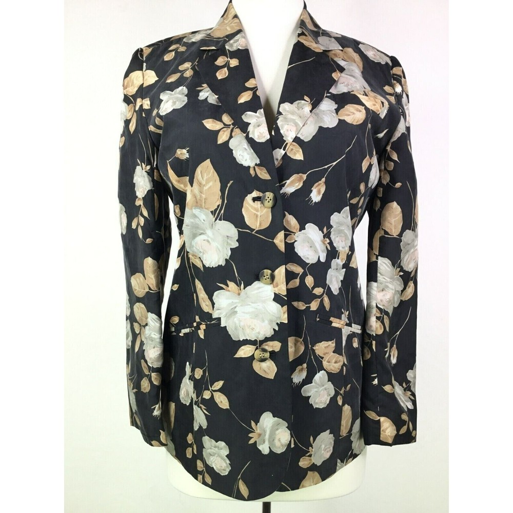 VTG Anna and Frank Womens Silk Floral Blazer Jacket Size S White Roses NEW - Picture 1 of 8